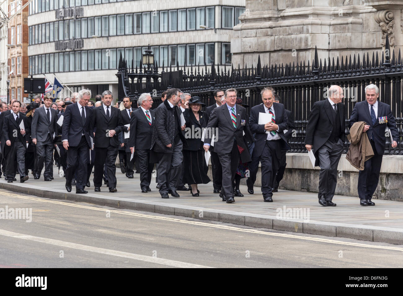 Dignitaries leave the funeral service of Baroness Margaret Thatcher at