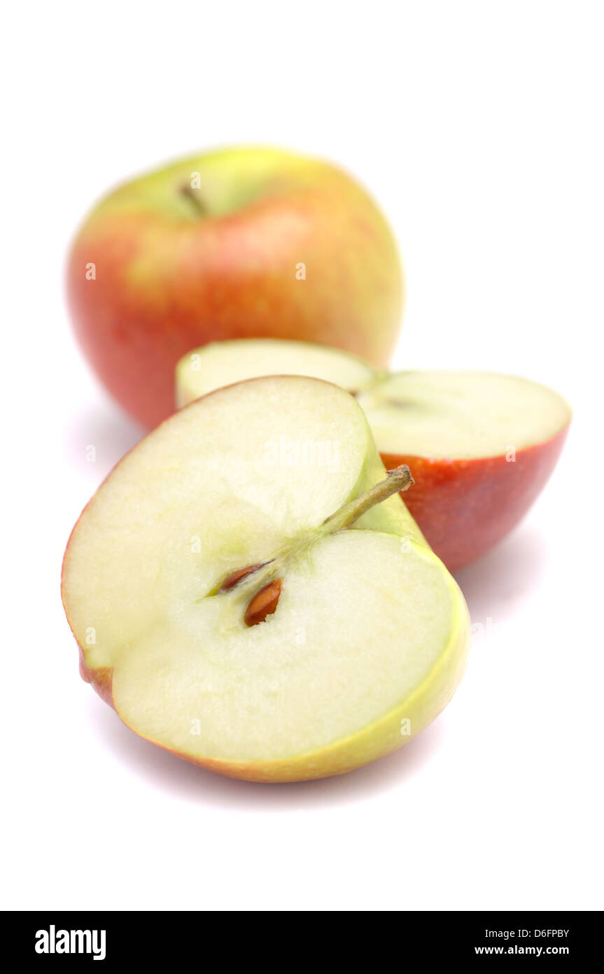 British Braeburn apples, halved Stock Photo Alamy