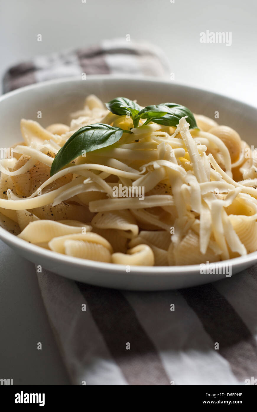 Pasta  with grated cheese Stock Photo