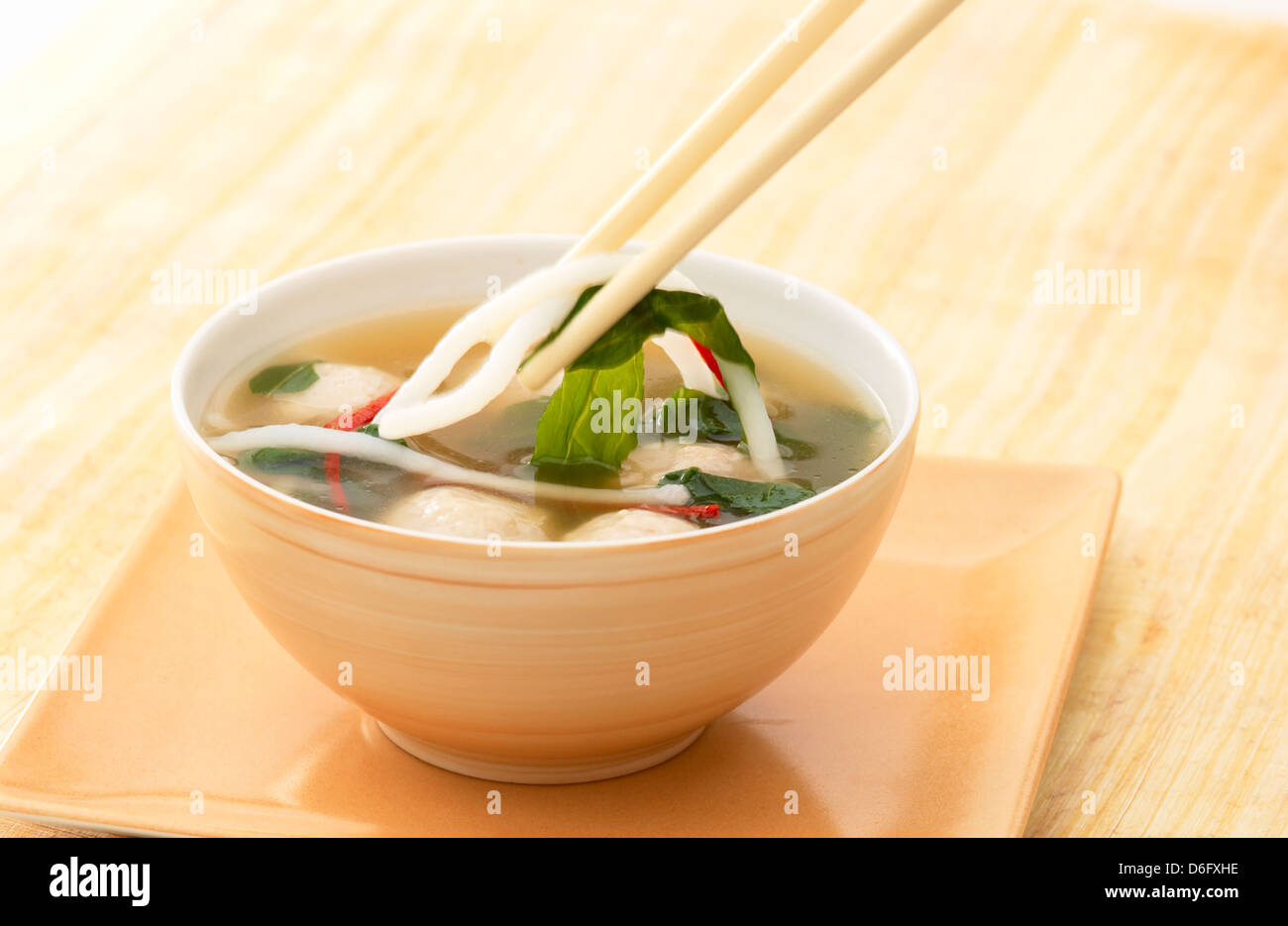 Noodles in chicken broth Stock Photo Alamy