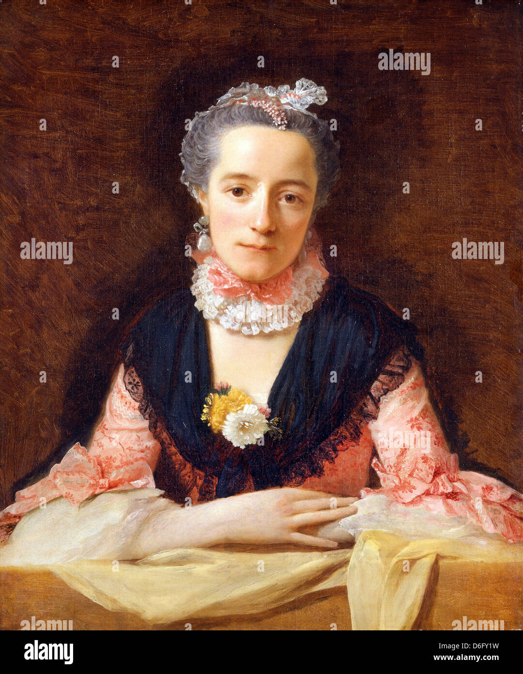 Allan Ramsay, Lady in a Pink Silk Dress. Circa 1762 Oil on canvas. Yale Center for British Art, New Haven, Connecticut, USA Stock Photo