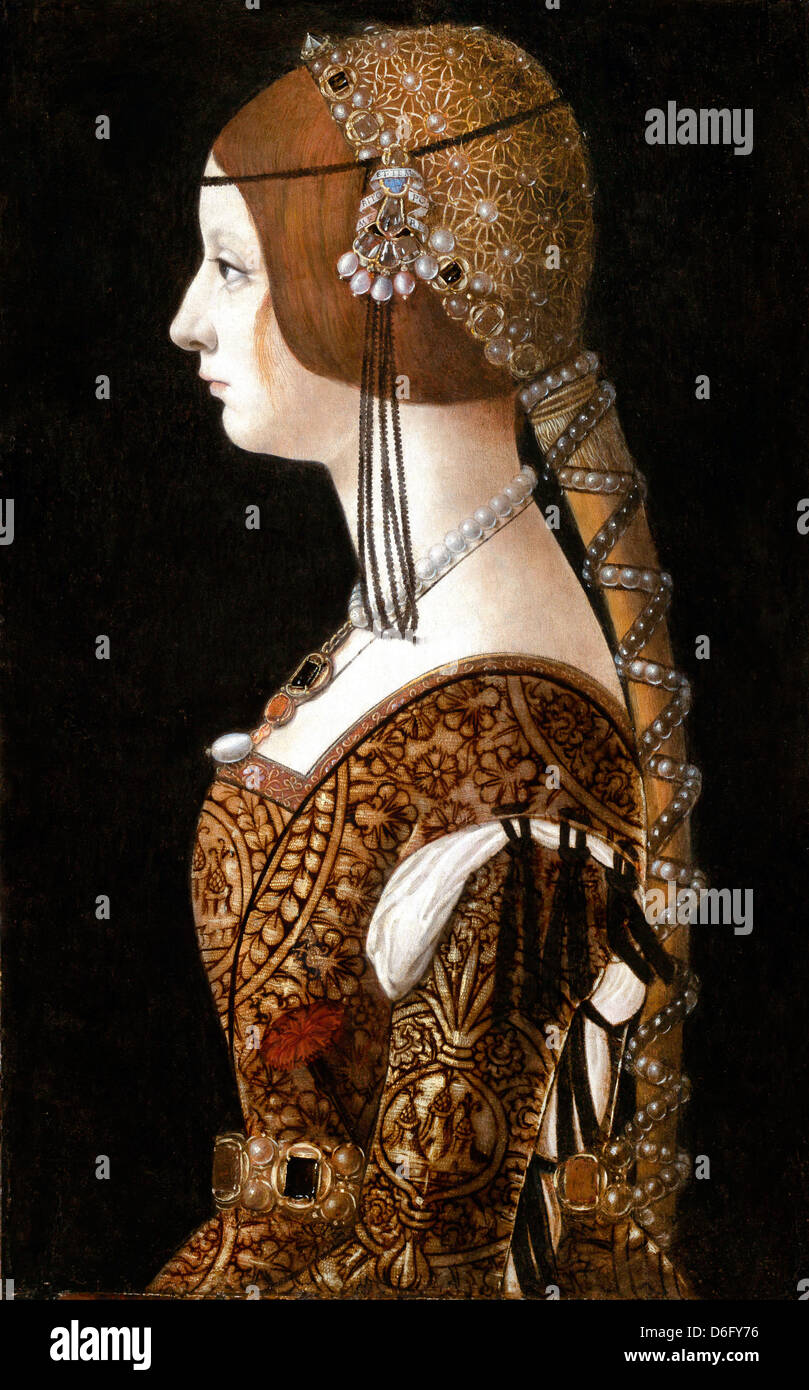 Giovanni Ambrogio de Predis Bianca Maria Sforza. Probably 1493. Oil on panel. National Galle Washington D.C. Stock Photo