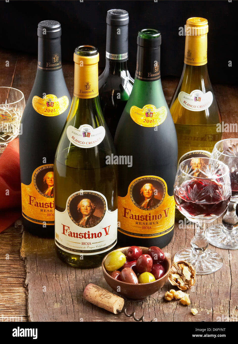 Group of wine bottles Stock Photo