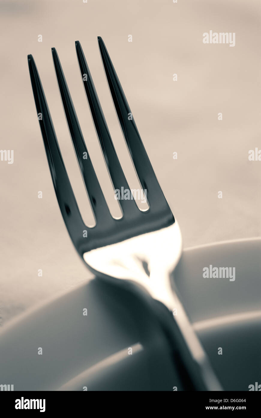 fork on plate Stock Photo Alamy