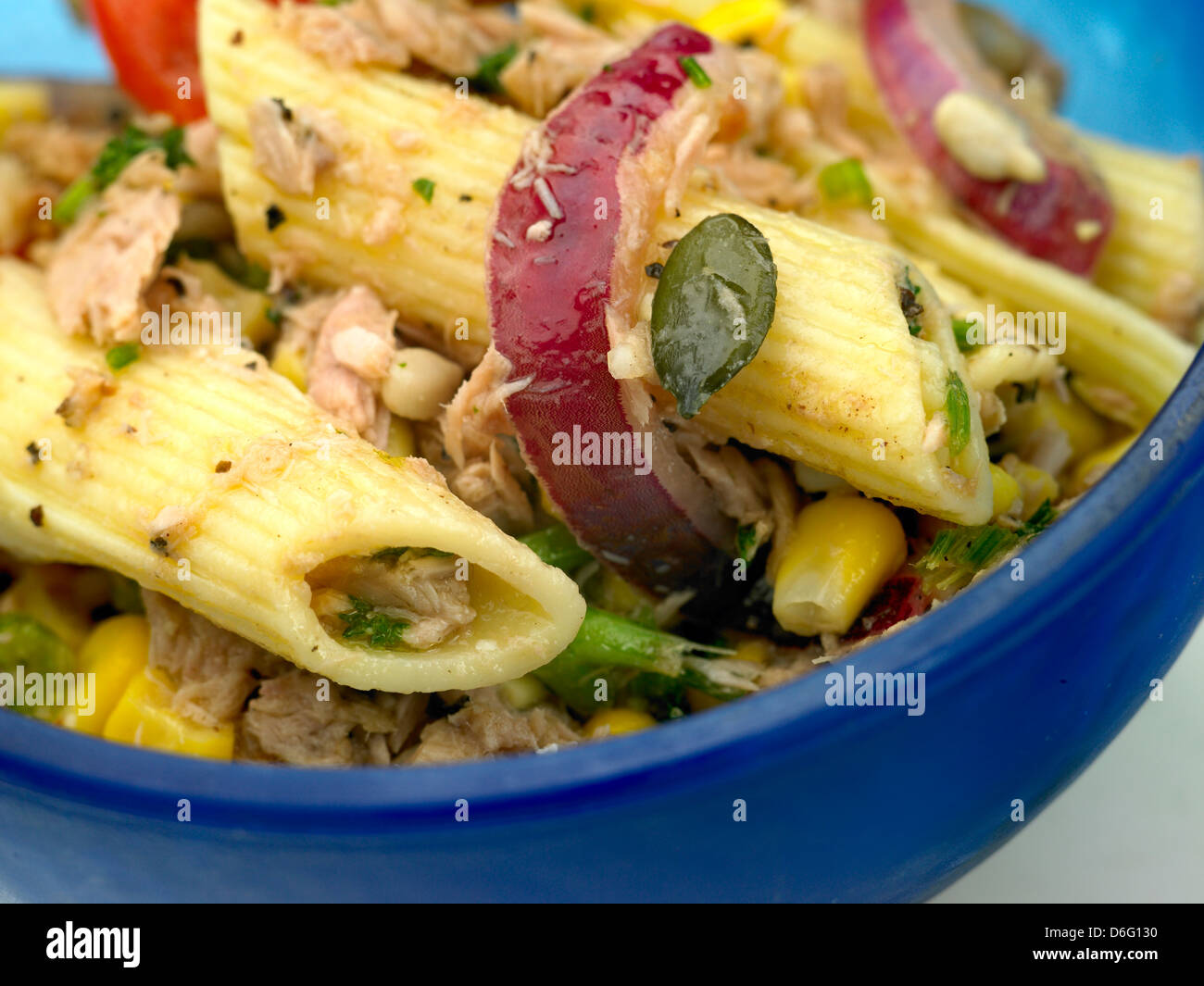 Healthy tuna sweetcorn salad with Recipe Stock Photo Alamy