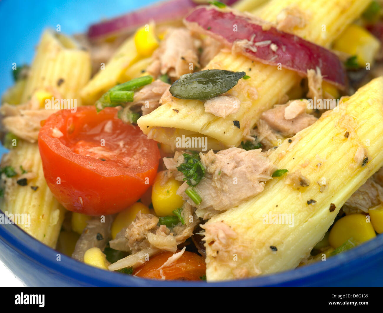 Healthy tuna sweetcorn salad with Recipe Stock Photo Alamy