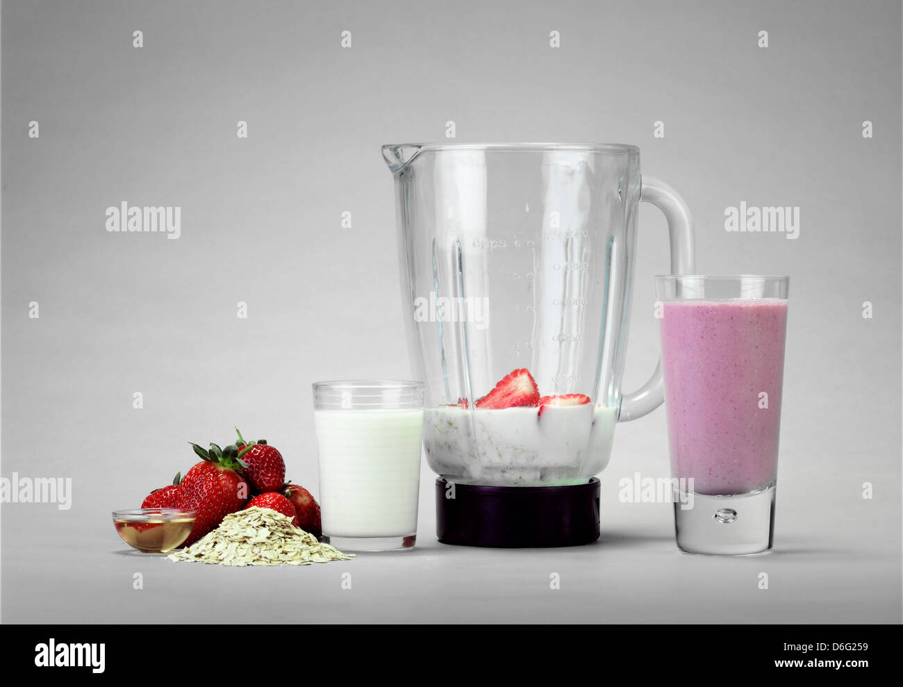 Strawberry,Flax Oil and Oat Smoothie Stock Photo Alamy