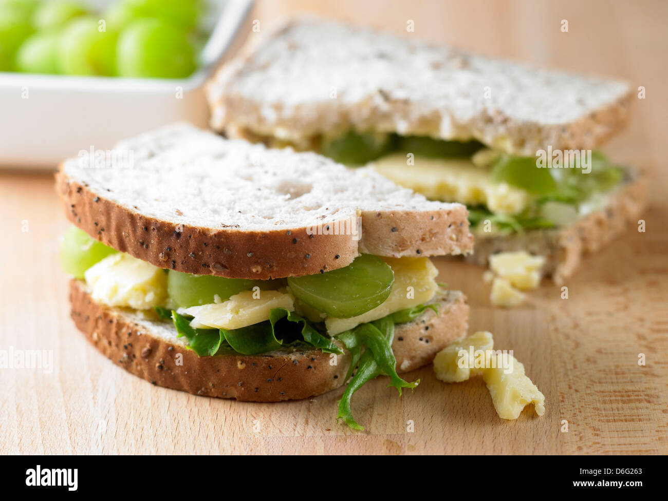 Cheese and Grape on wholemeal seeded bread Stock Photo Alamy