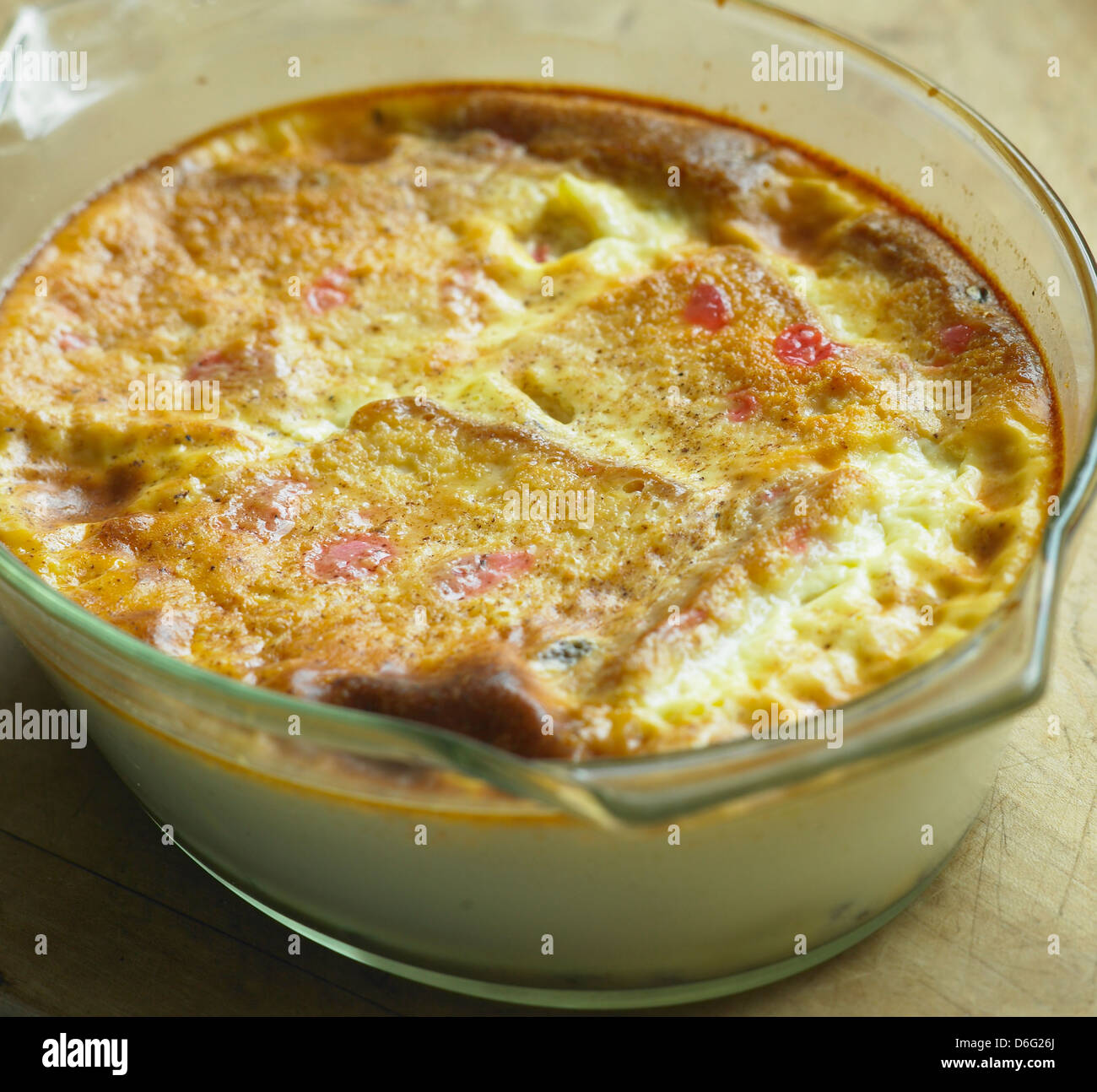 Cherry cake 'Bread and Butter' pudding with recipe Stock Photo