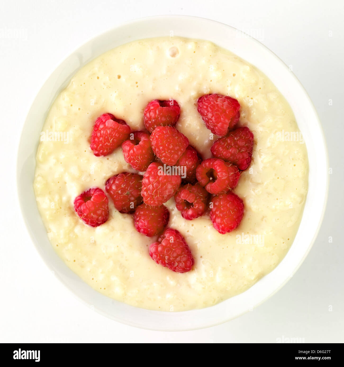 Rice Pudding and Raspberries Stock Photo - Alamy