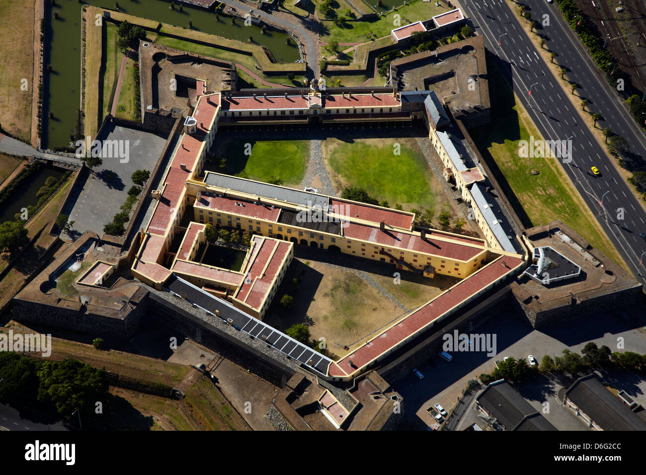 Castle of Good Hope (built 1666 - 1679), Cape Town, South Africa - aerial Stock Photo