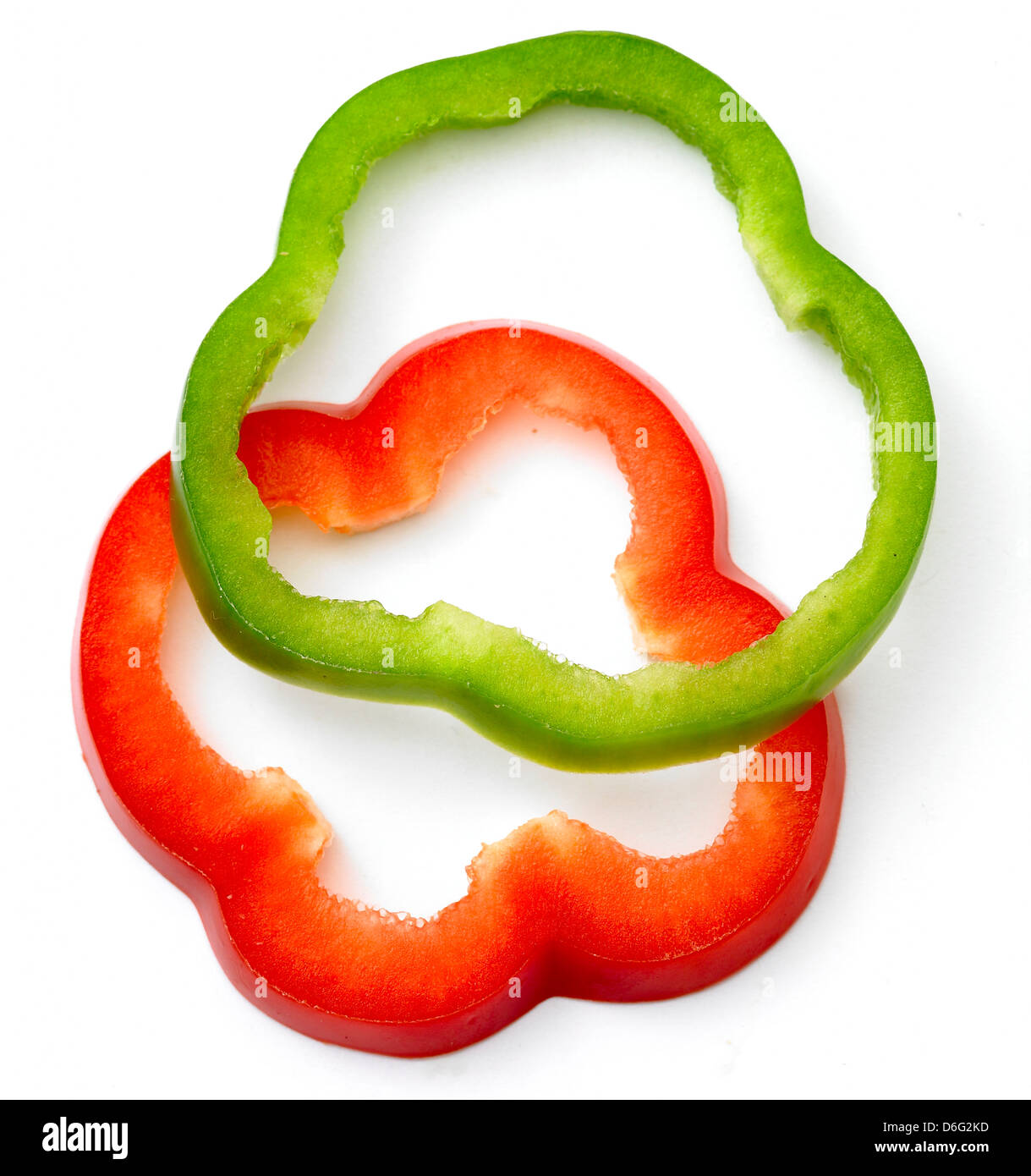 Slices of Red and Green Pepper Stock Photo