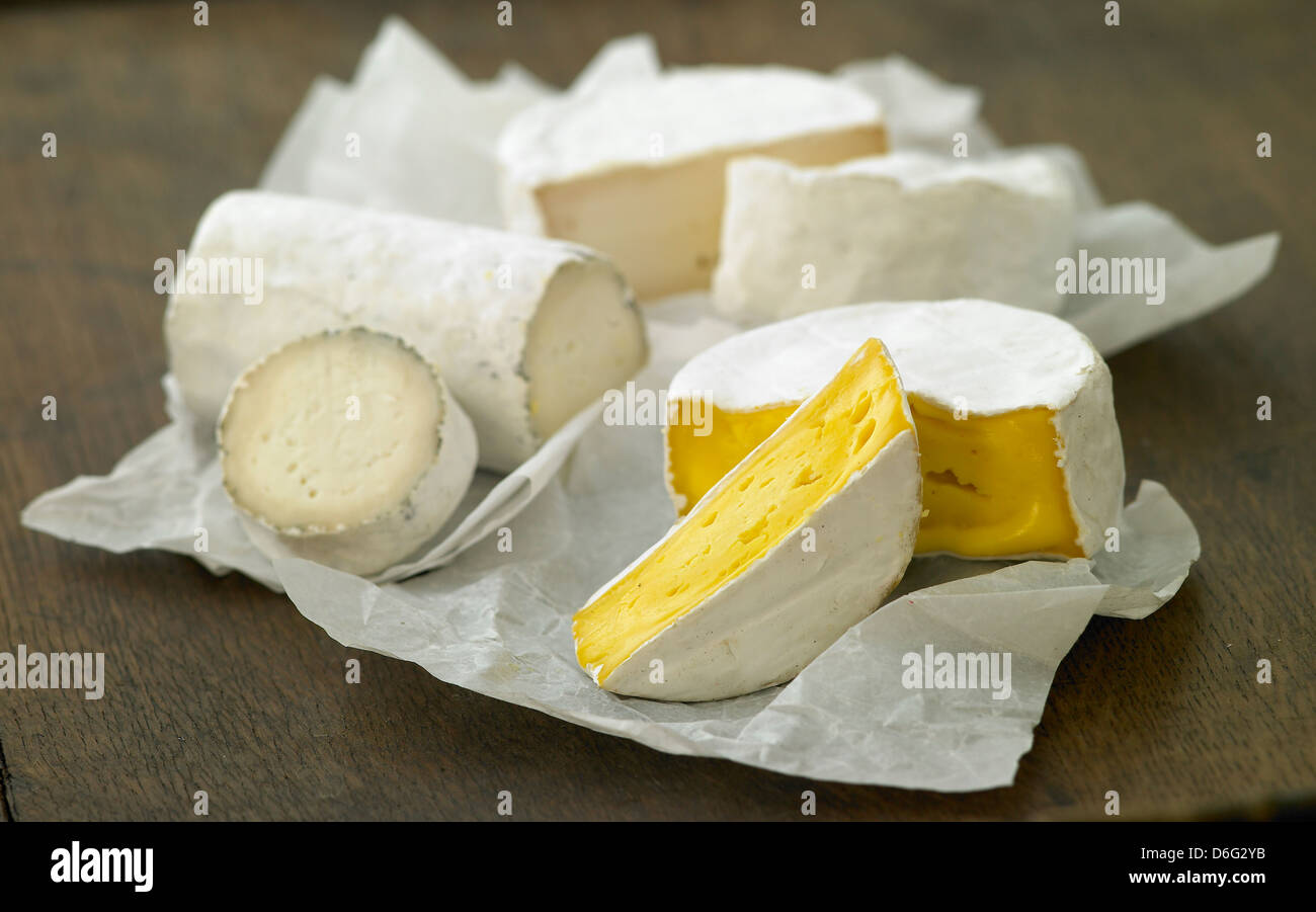 Mixed Soft Cheeses Stock Photo