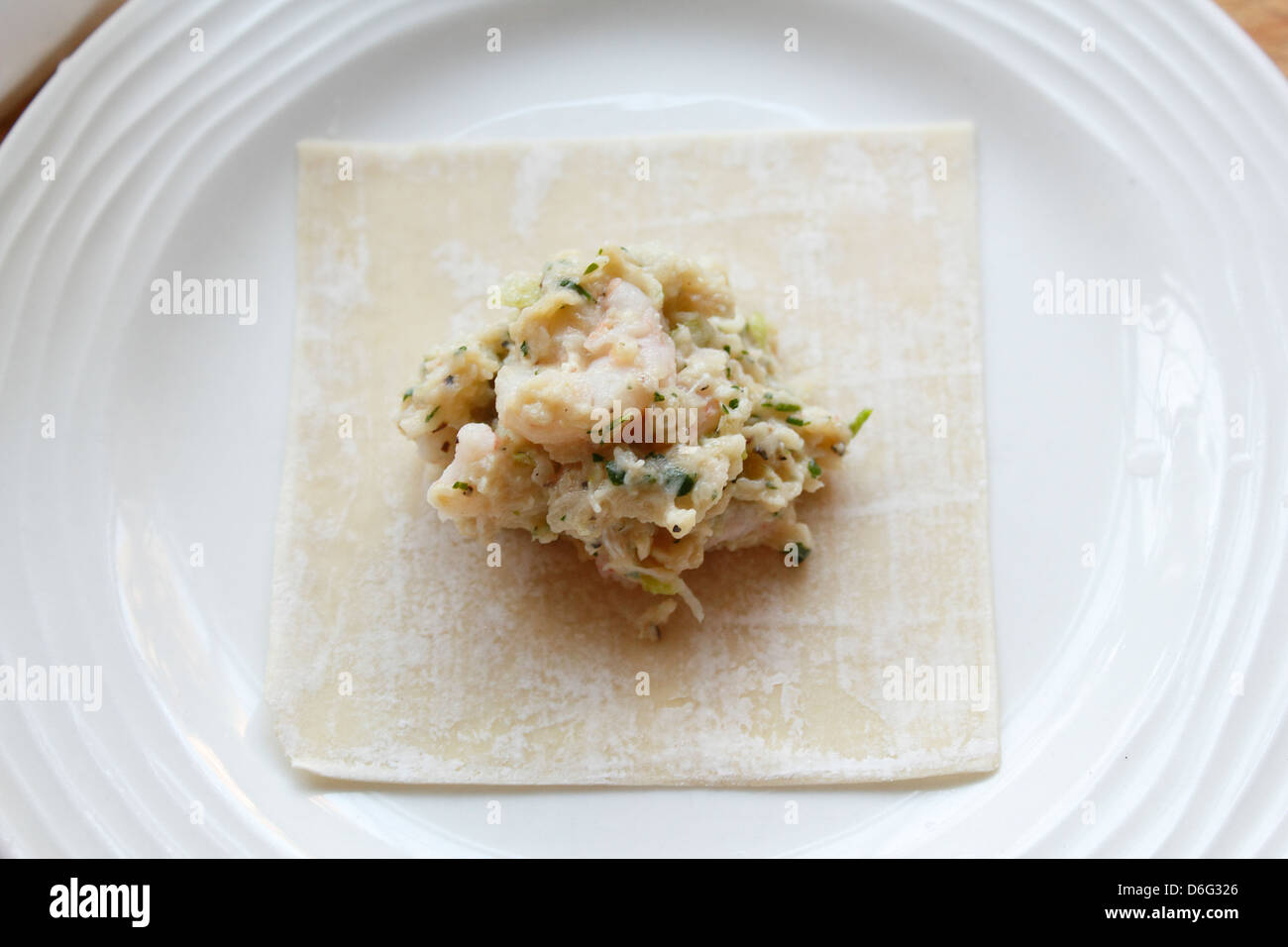Prawn And Prawn Dim Sum Mix On Won Ton Square Making Dim
