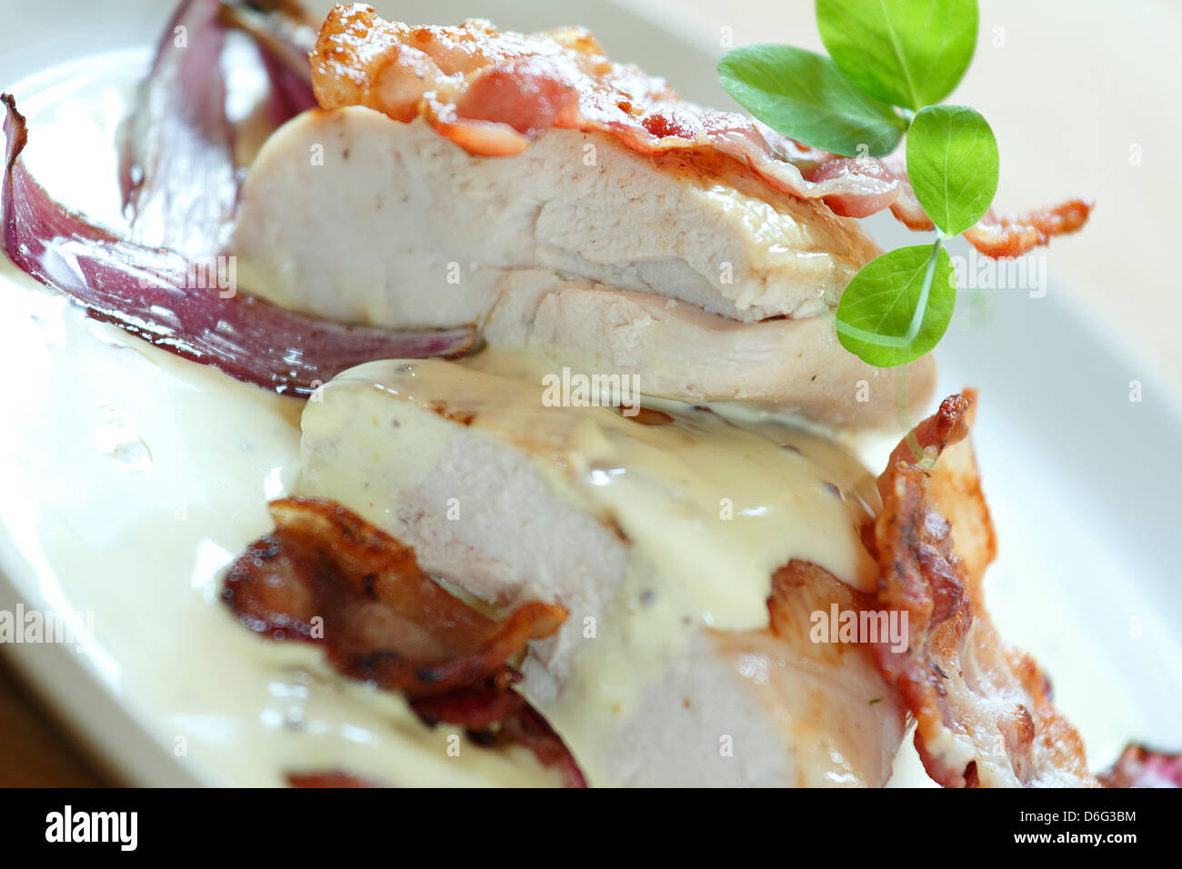 Chicken with Pancetta and Balsamic Red Onions. Recipe Available Stock
