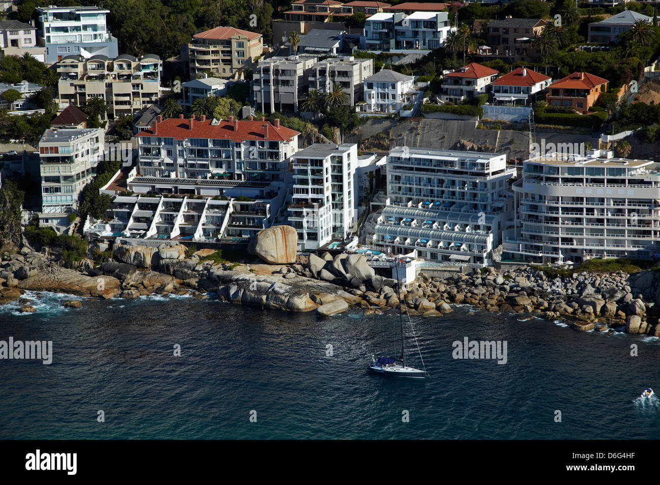 Luxury apartments, Bantry Bay, Cape Town, South Africa aerial Stock