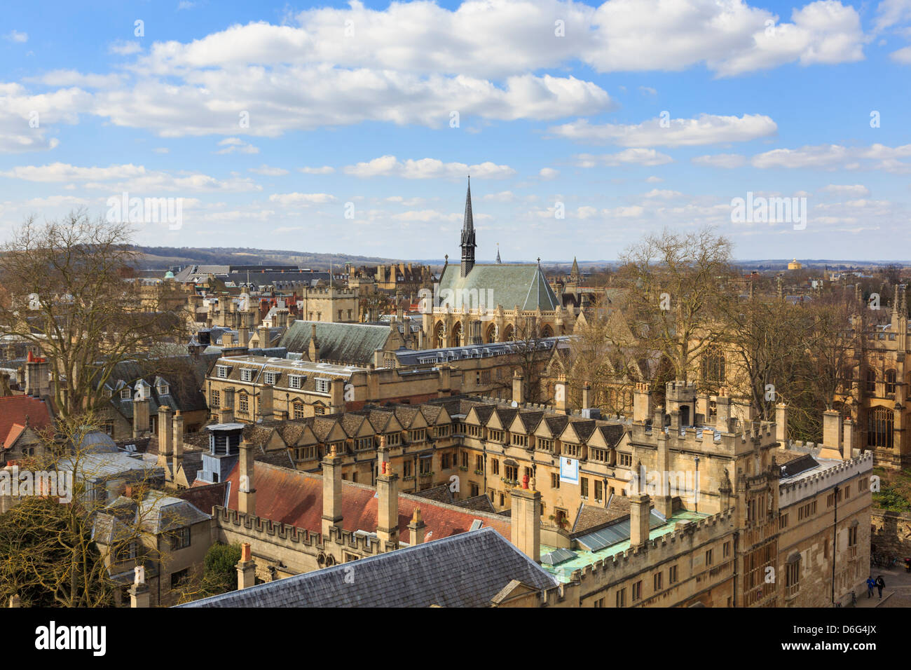 Oxford, Oxfordshire, England, UK. City skyline and Brasenose College from University Church of St Mary the Virgin's tower Stock Photo