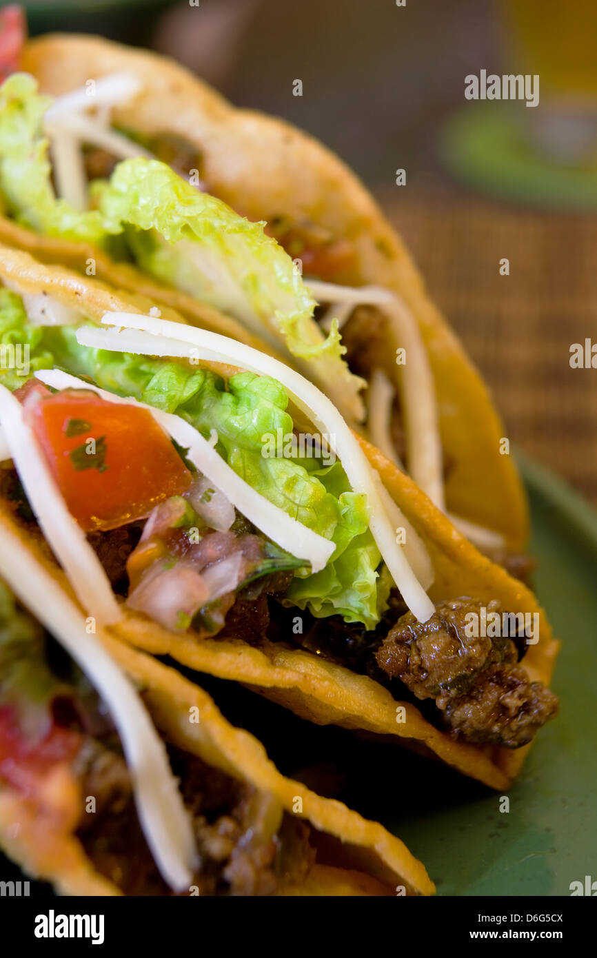 Crispy Beef Tacos with recipe Stock Photo Alamy