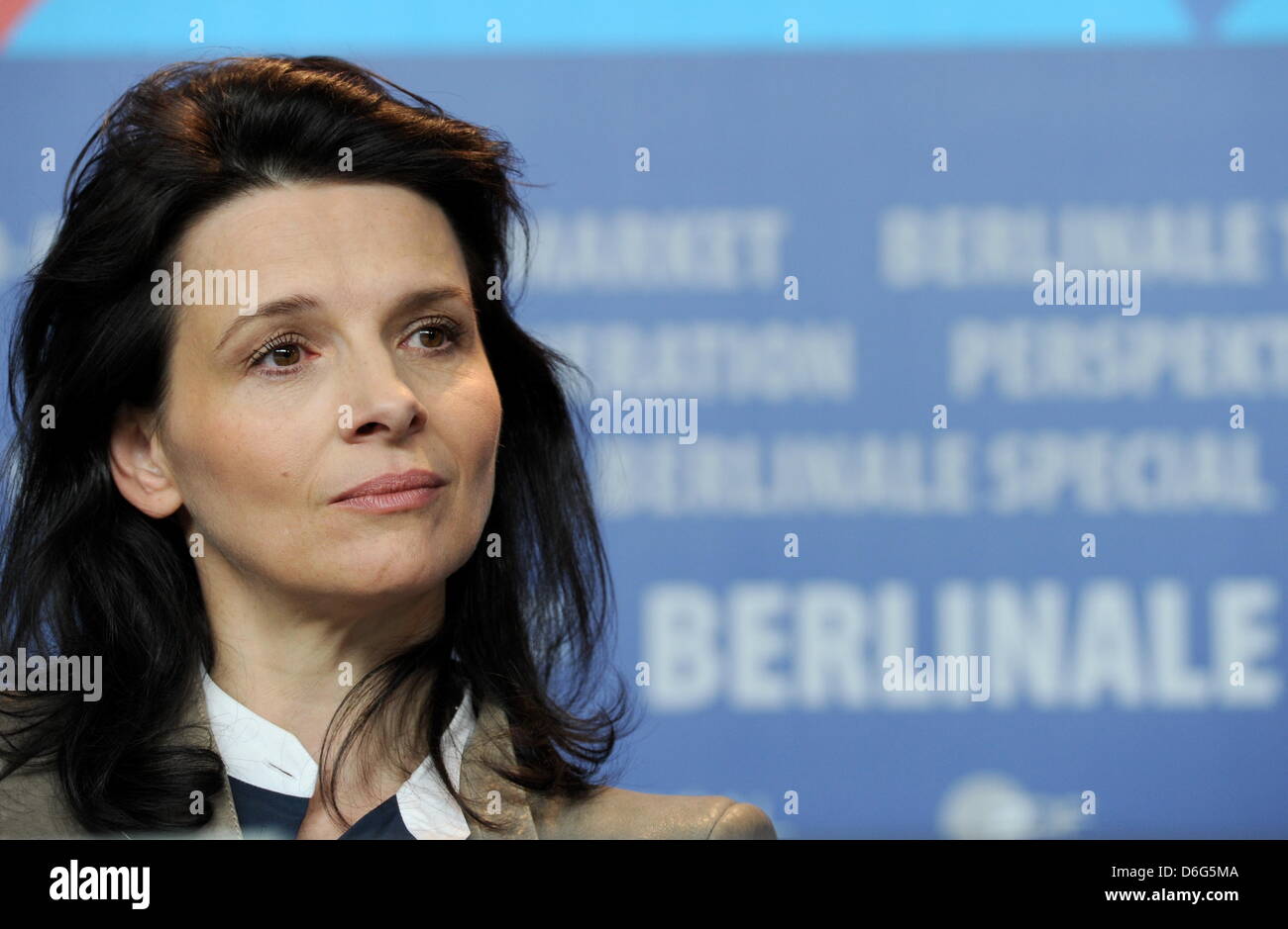 French actress Juliette Binoche attends the press conference for the movie  Elles  during the 62nd Berlin International Film Festival, in Berlin, Germany, 10 February 2012. The movie is presented in the section Panorama Special at the 62nd Berlinale running from 09 to 19 February. Photo: Angelika Warmuth dpa Stock Photo