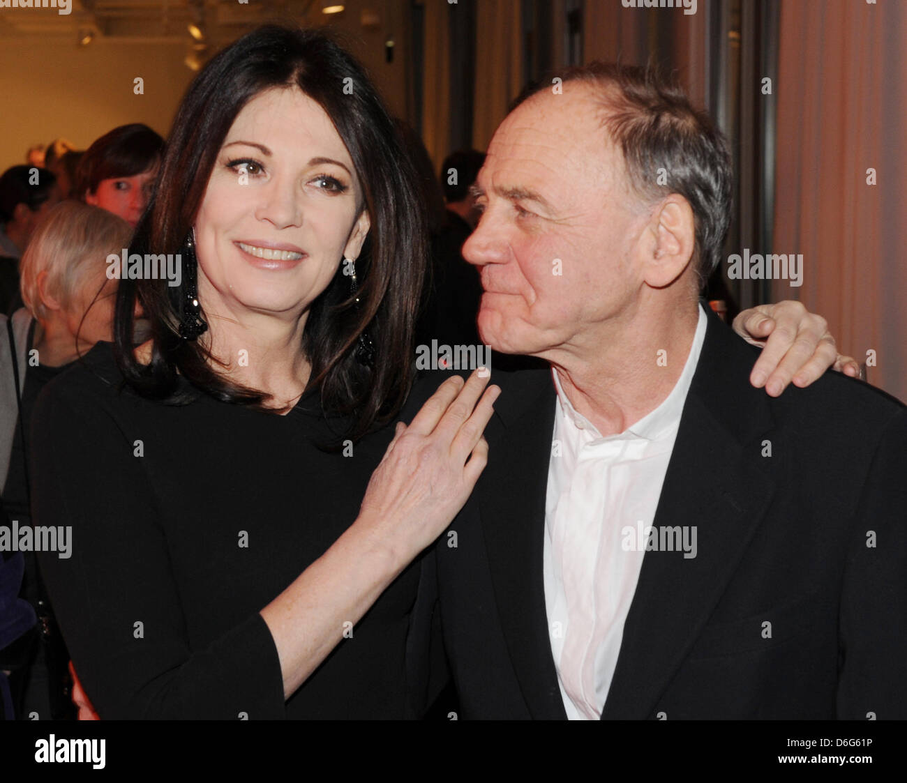 German actresss Iris Berben and Swiss actor Bruno Ganz attend the reception for the new section German Cinema 'LOLA@berlinale' during the 62nd Berlin International Film Festival, in Berlin, Germany, 10 February 2012. The 62nd Berlinale takes place from 09 to 19 February. Photo: Jens Kalaene dpa  +++(c) dpa - Bildfunk+++ Stock Photo