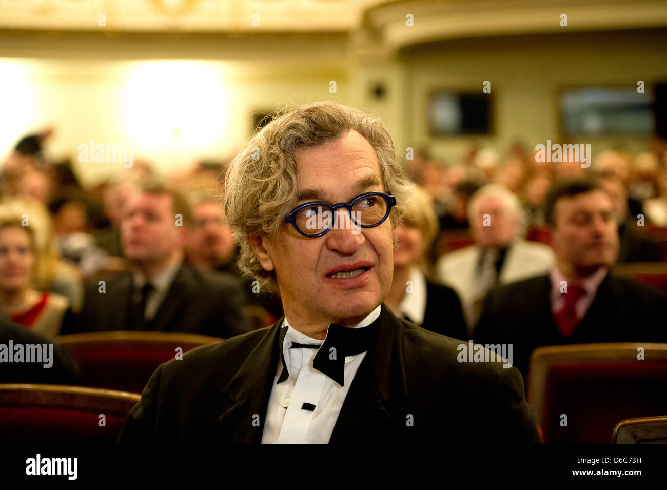 German director Wim Wenders attend the award ceremony of the gives the 3rd international peace prize, the Dresden Prize, to American documentary photographer James Nachtwey at the Semper Opera in Dresden, Germany, 11 February 2012. Photo: ARNO BURGI Stock Photo