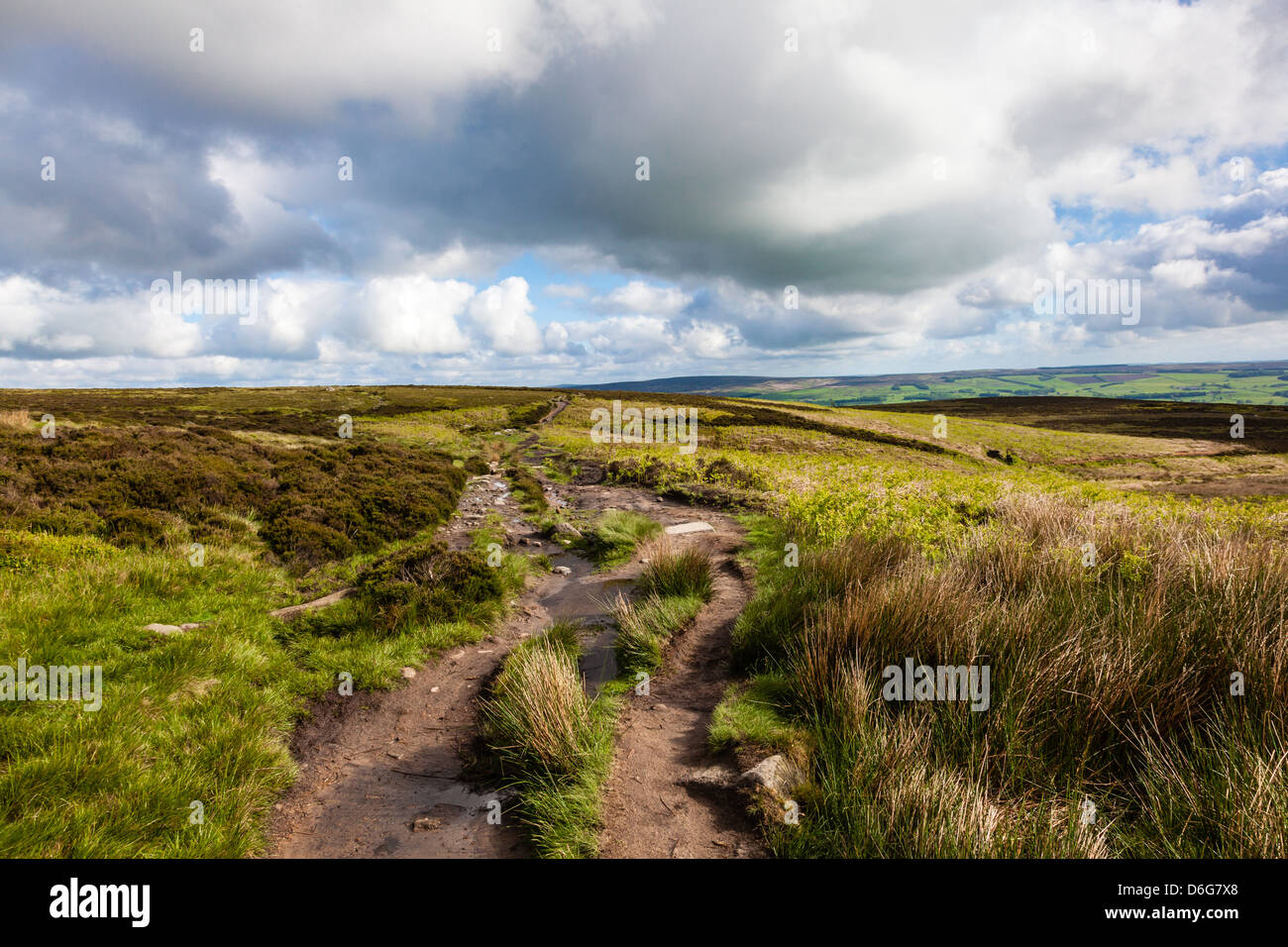 Views along the Dales Way on Ilkley Moor, Ilkley, West Yorkshire, UK Stock Photo