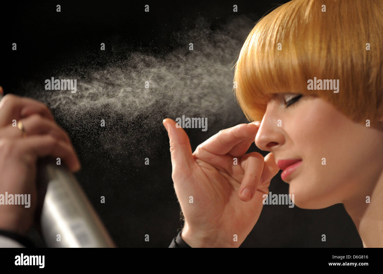 A model presents a hairstyle at the Hairstyles 2012 Spring/Summer