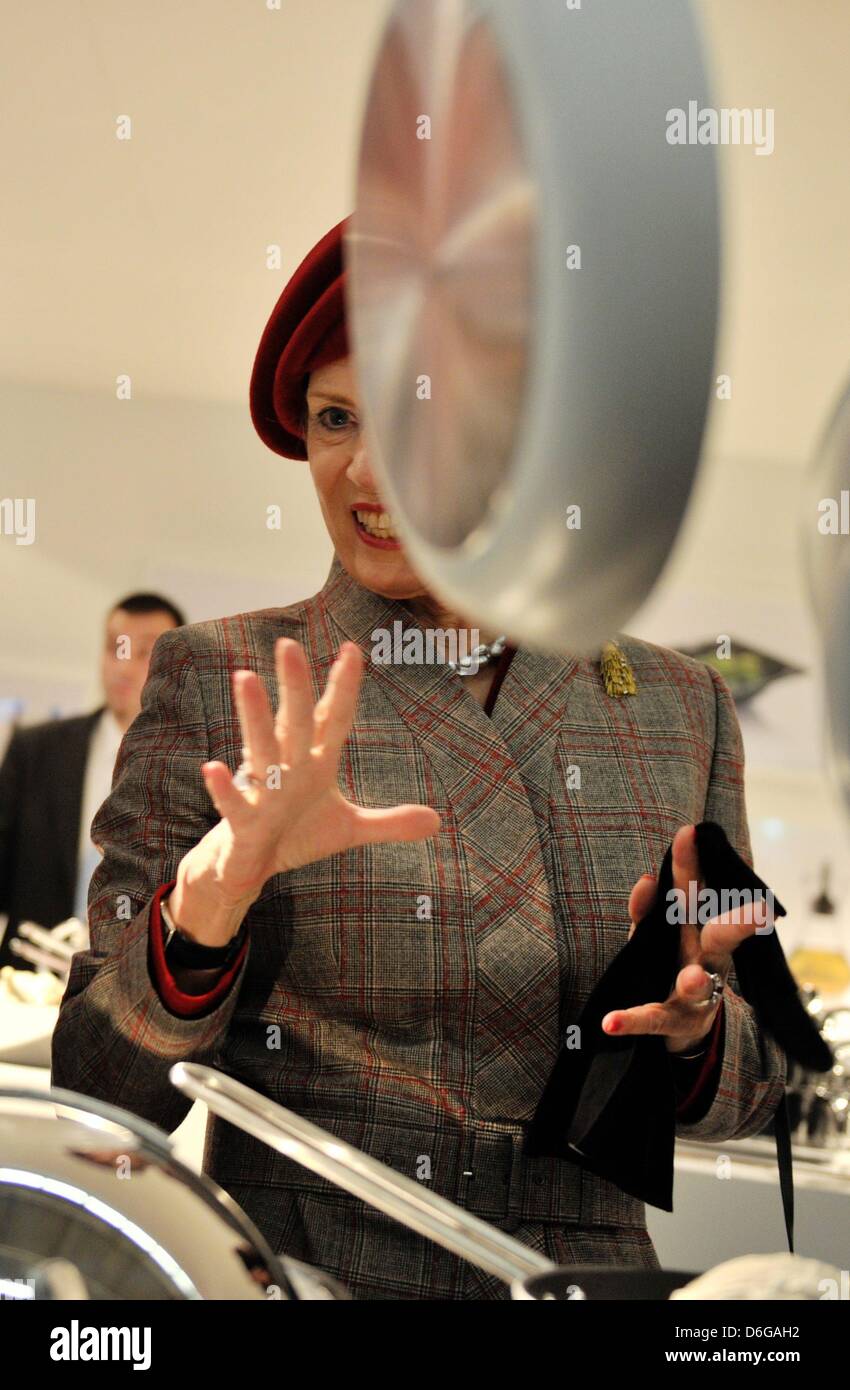 Princess Benedikte of Denmark participates in a tour at the 'Ambiente' trade fair in Frankfurt am Main, Germany, 13 February 2012. During the tour the princess will meet Danish designers and entrepreneurs. Photo: Emily Wabitsch Stock Photo