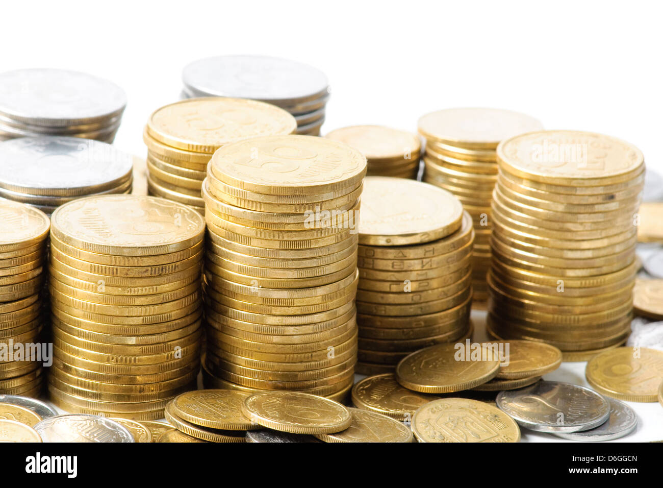 Stacks of coins . isolated on white background Stock Photo - Alamy