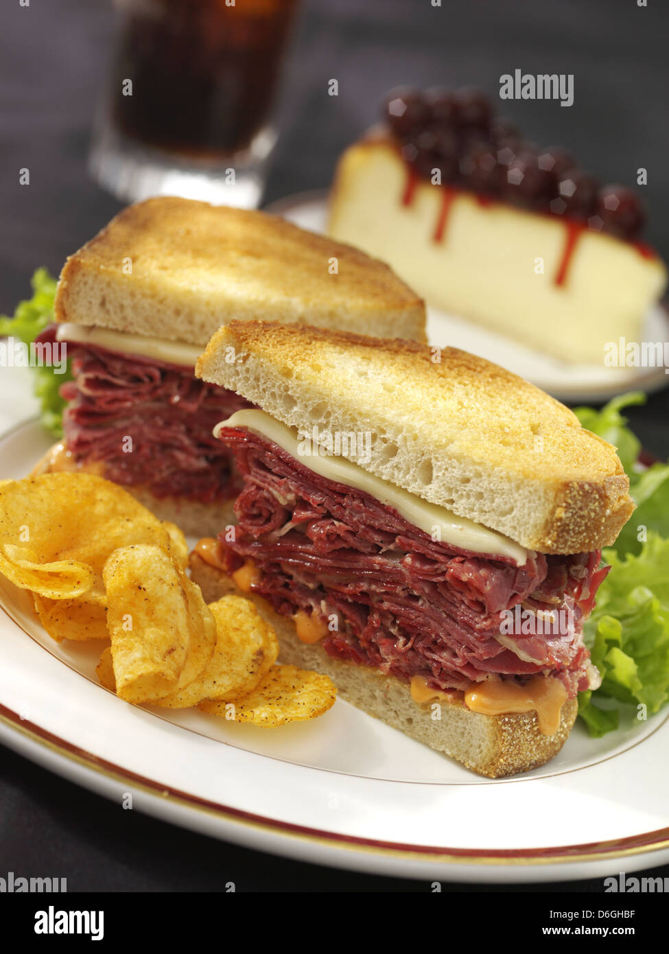 Toasted pastrami and cheese sandwich Stock Photo Alamy