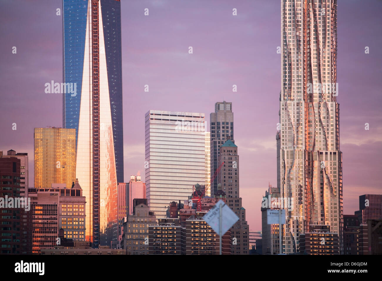 New York City skyline at sunset Stock Photo - Alamy