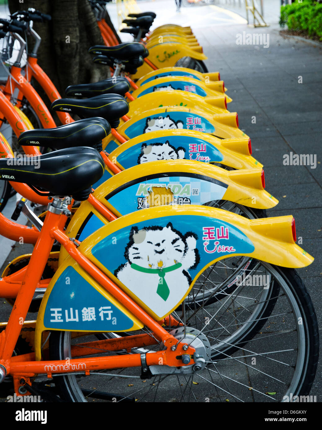 row of U Bikes in Taipei, Taiwan Stock Photo - Alamy