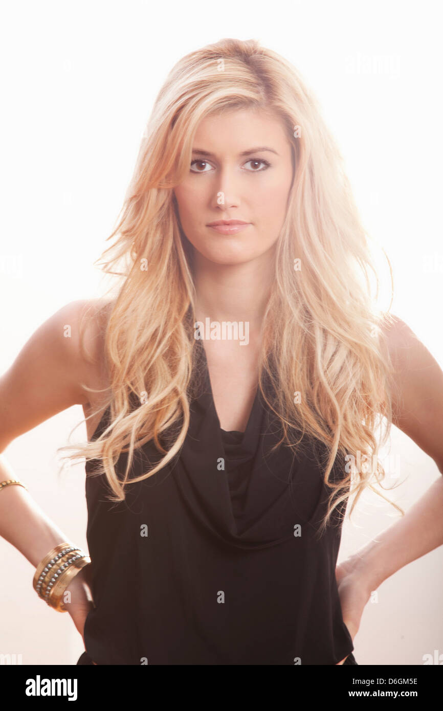 Woman in black top indoors hi-res stock photography and images - Alamy
