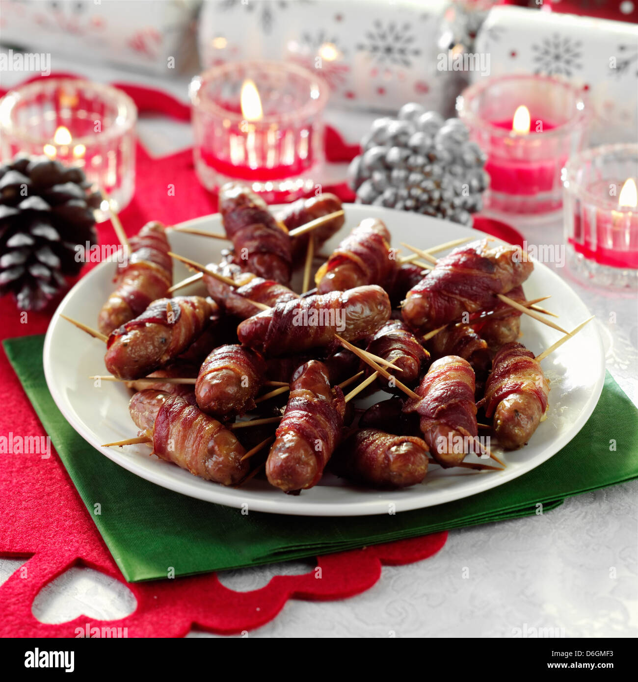 Pigs in Blankets for Christmas Dinner Stock Photo Alamy