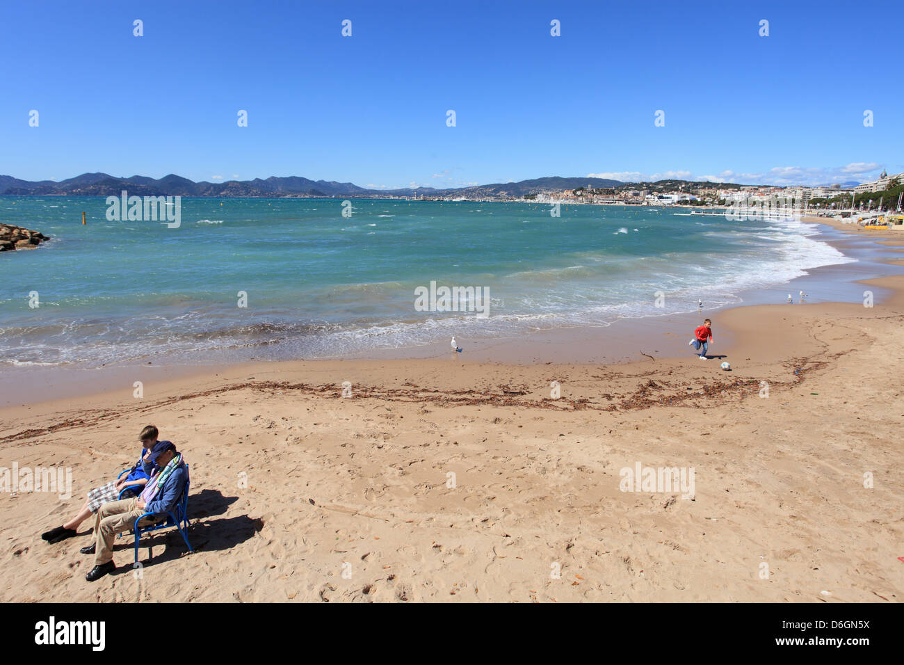 The beach in Cannes, French Riviera, France Stock Photo