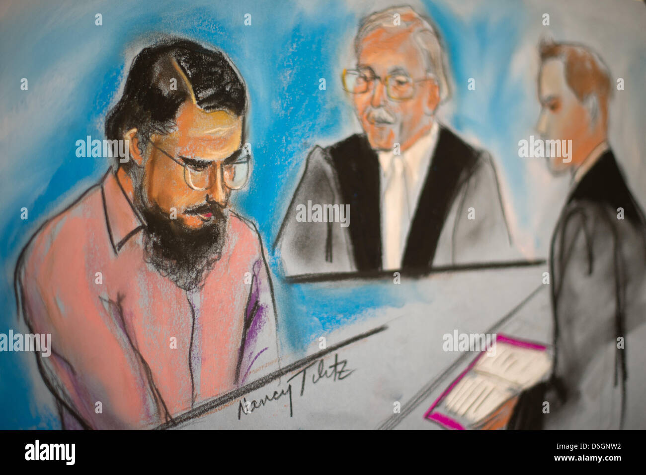 Prosecutor Draw Court drawing shows defendant presiding hi-res stock photography and ...