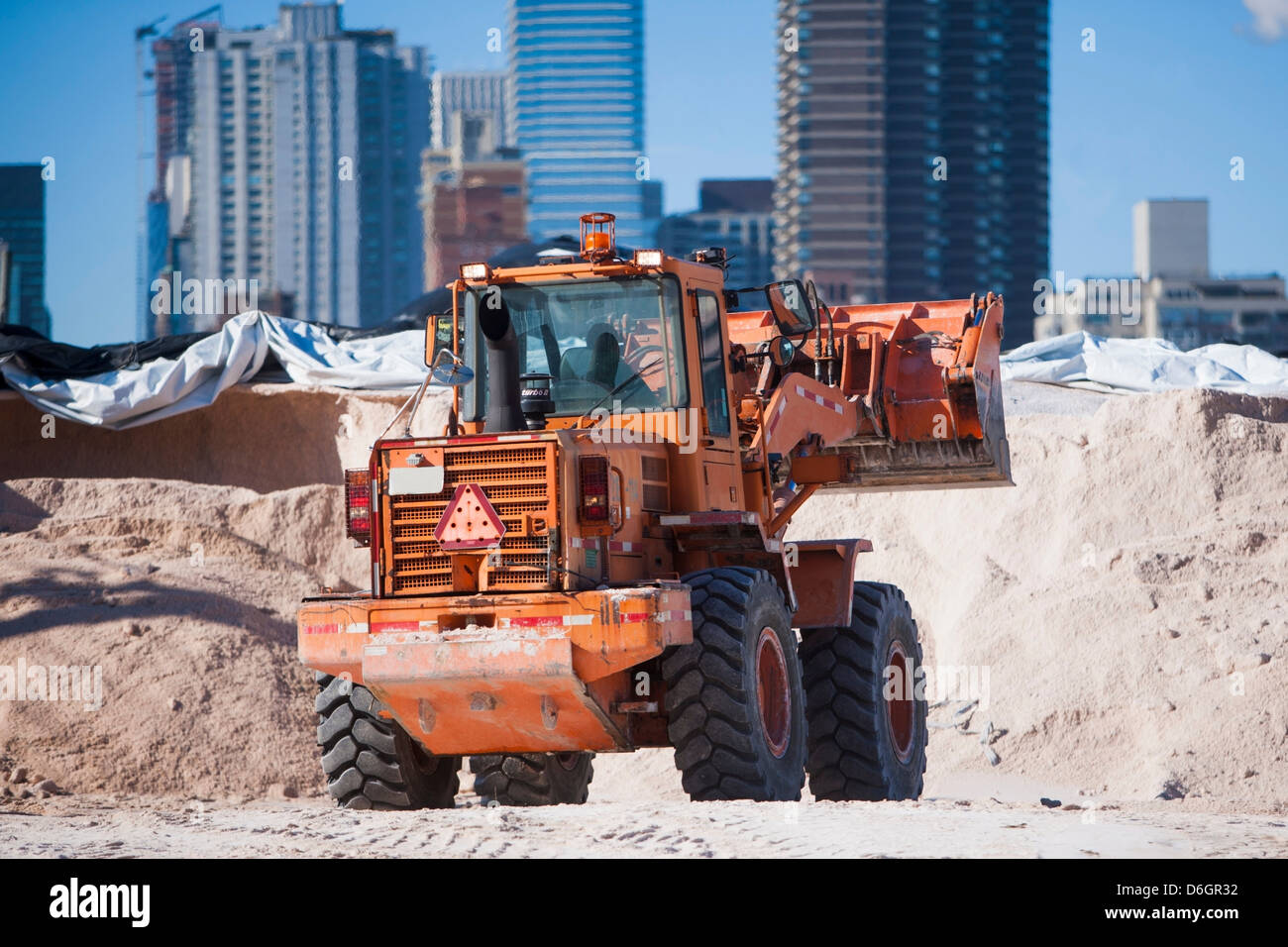 Snow plow working on city street Stock Photo Alamy
