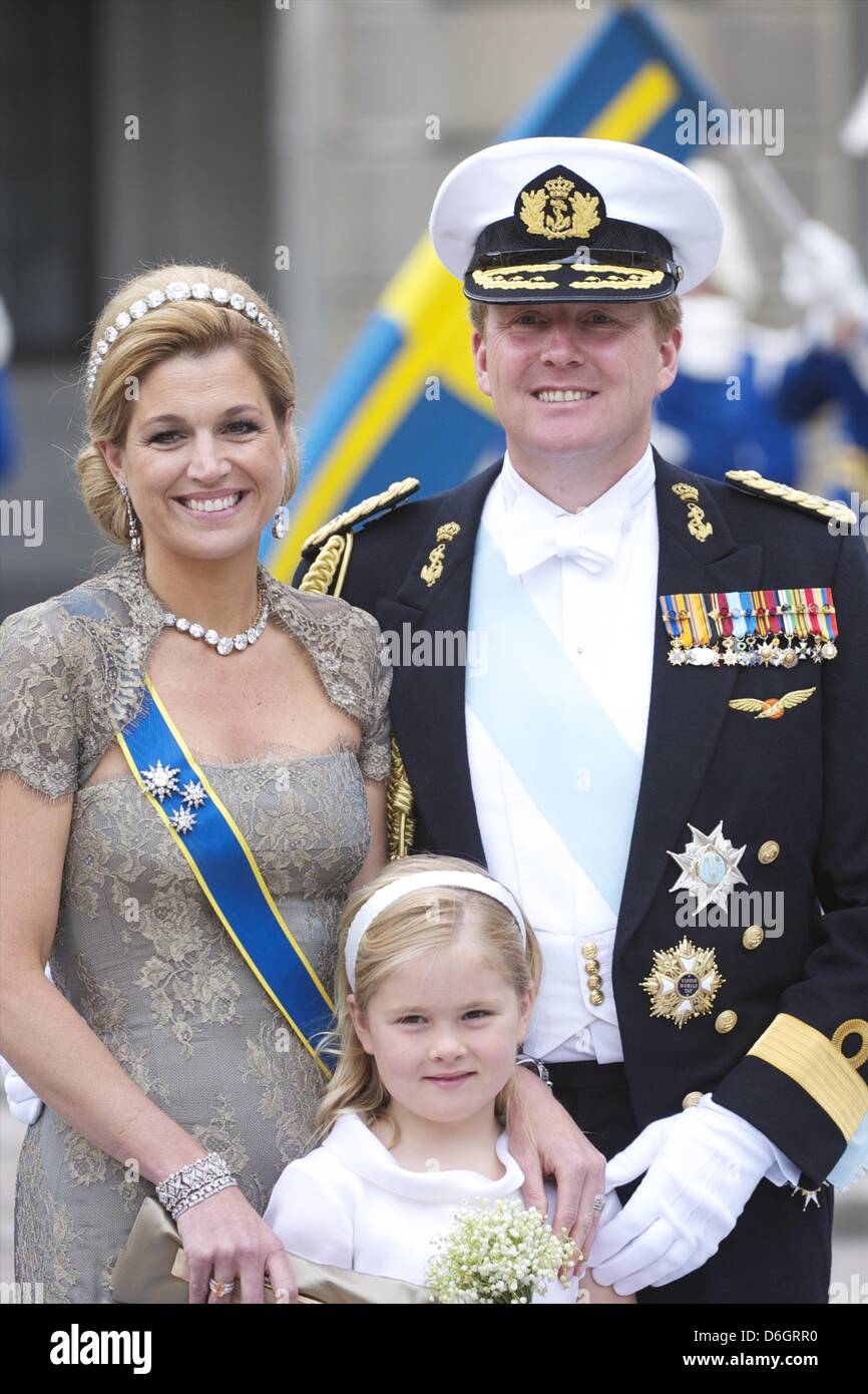 June 19, 2010 - Stocholm, Spain - Crown Prince Willem-Alexander and Crown Princess Maxima Zorreguieta attend the wedding of Crown Princess Victoria of Sweden and Daniel Westling on June 19, 2010 in Stockholm, Sweden (Credit Image: © Jack Abuin/ZUMAPRESS.com) Stock Photo