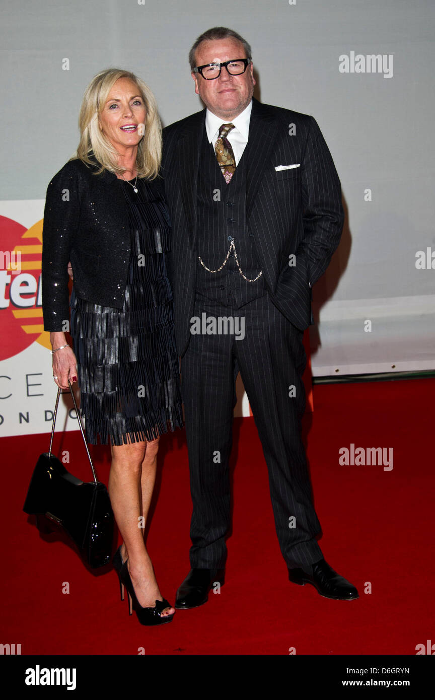 Actor Ray Winstone and his wife Elaine Winstone attend the Brit Awards 2012 at O2 Arena in Greenwich, in London, Great Britain, on 21 February 2012. Photo: Hubert Boesl Stock Photo