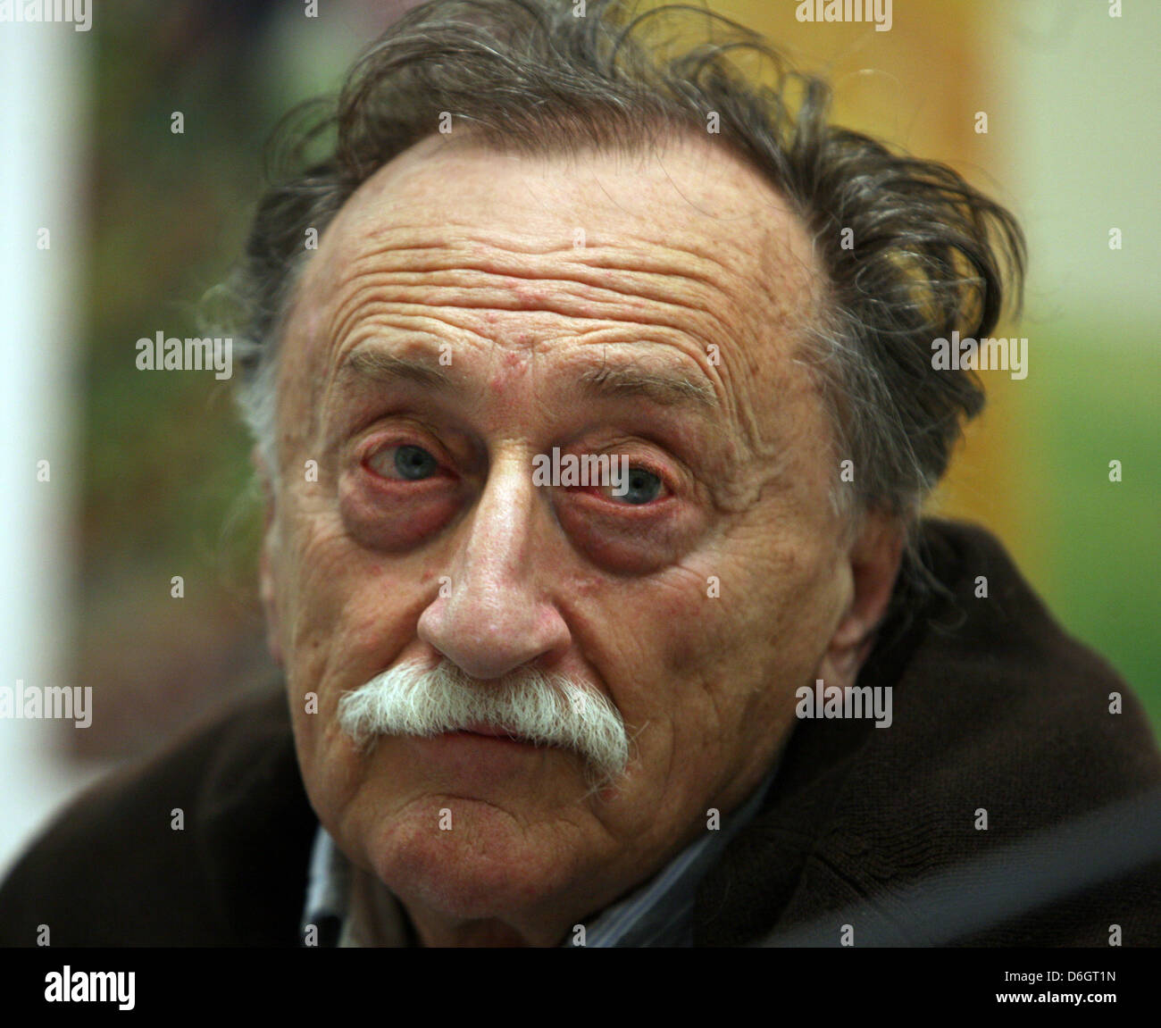 Ukrainian photographer Boris Mikhailov gives a press conference at the