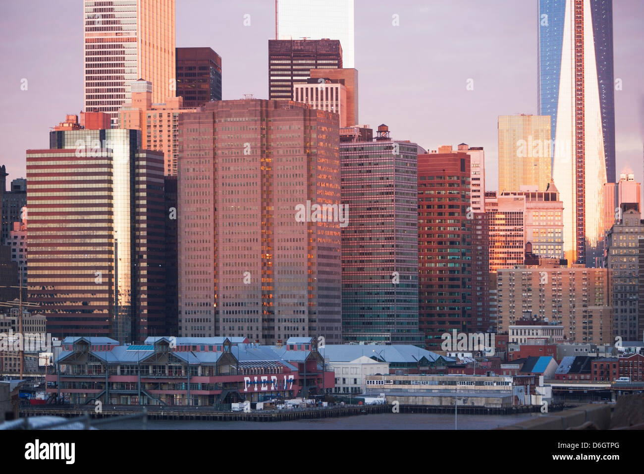 New York City skyline at sunset Stock Photo - Alamy