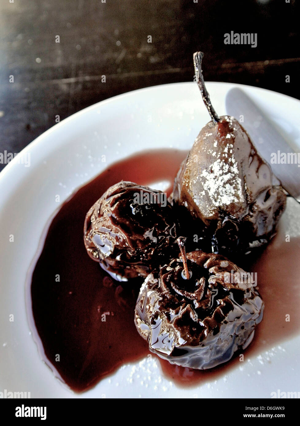 Poached pears in juice - Smartphone Captured Stock Image