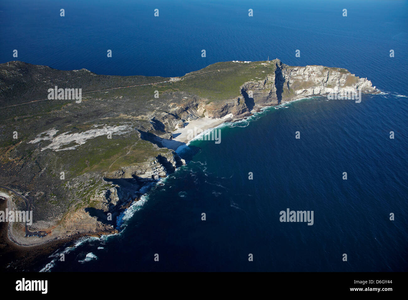 Cape of Good Hope (left) and Cape Point (right), Cape Peninsula, Cape Town, South Africa - aerial Stock Photo