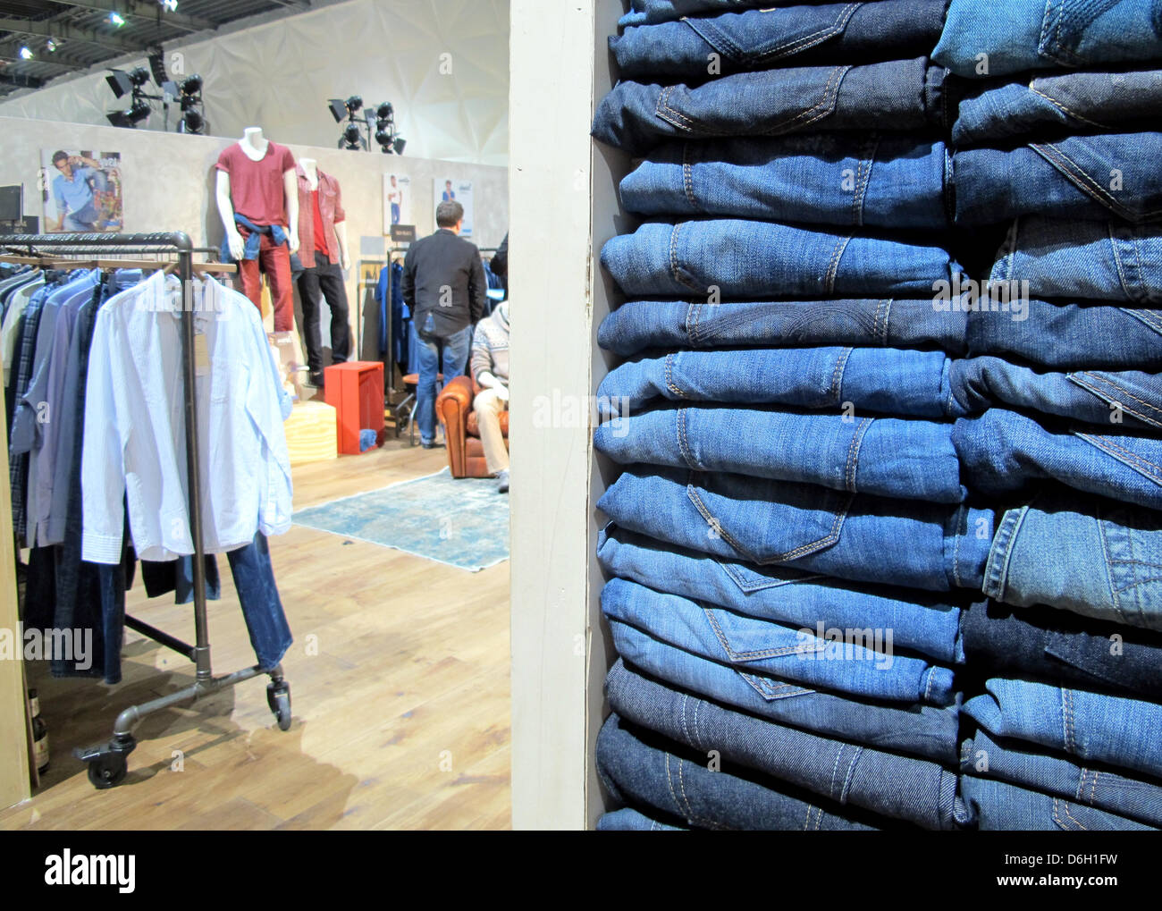 A booth of Turkish jeans brand Mavi is pictured at the fashion fair Bread  &Butter in Berlin, Germany, 19 January 2012. Photo: Kathrin Deckart Stock  Photo - Alamy