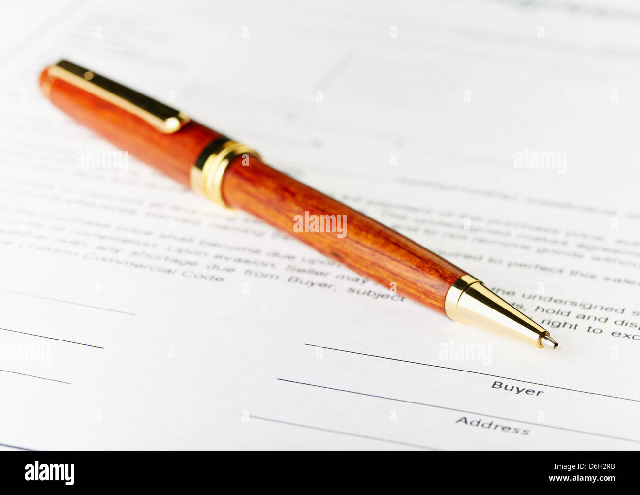 Buyer field. The signature concept. Beautiful pen Stock Photo
