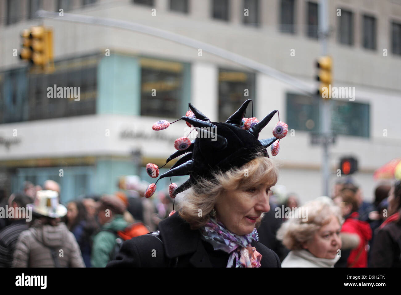 A woman at New York City's Easter Parade Stock Photo