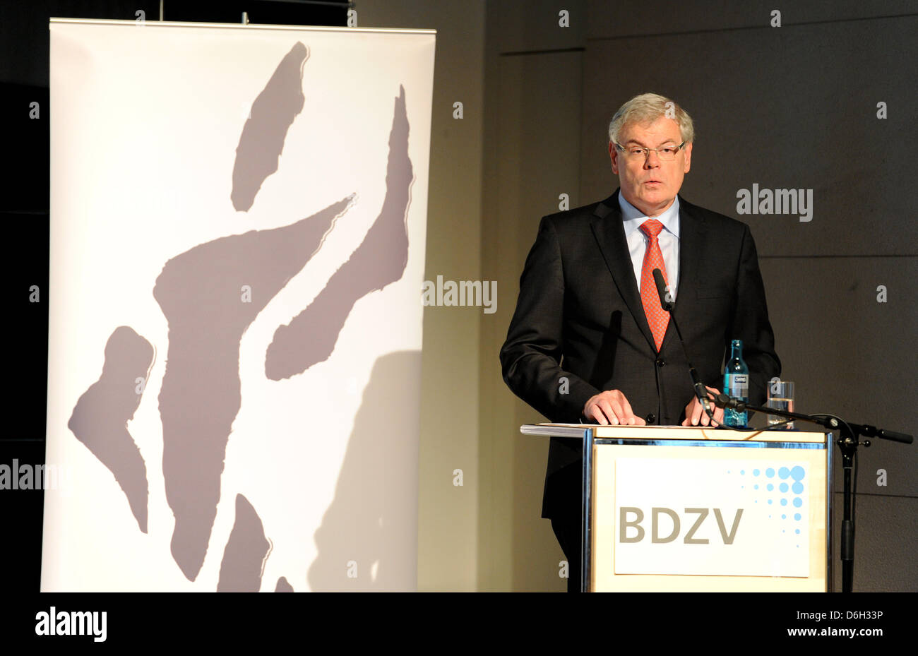 Helmut Heinen, president of the Federation of German Newspaper Publishers, talks during the awarding of the Citizen's Prize to the artist couple Birgit and Horst Lohmeyer in Berlin, Germany, 29 February 2012. The Lohmeyers received the Citizen's Prize (Buergerpreis) of the Federation of German Newspaper Publishers for their steadfastness against right-wing extremism. Photo: Maurizi Stock Photo
