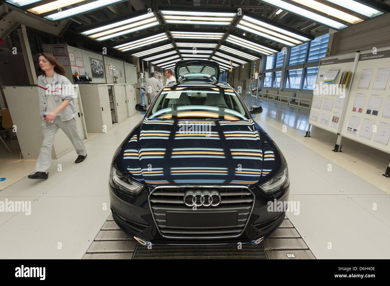 An Audi A4 Avant is pictured during its final inspection at the Audi plant in Ingolstadt, Germany, 29 February 2012. Audi will hold a press conference on their annual results on 01 March 2012. Photo: Armin Weigel Stock Photo