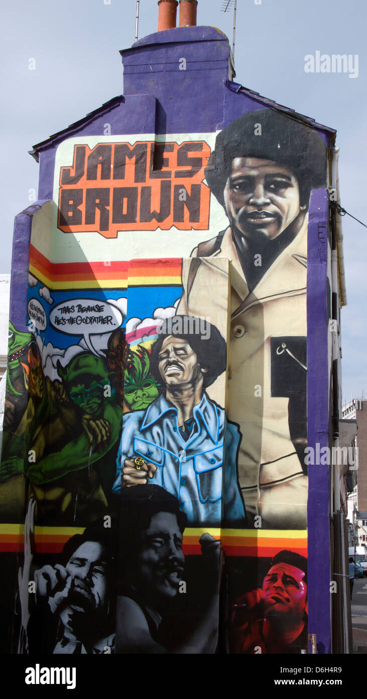 James Brown wall painting, house, Brighton, UK Stock Photo Alamy