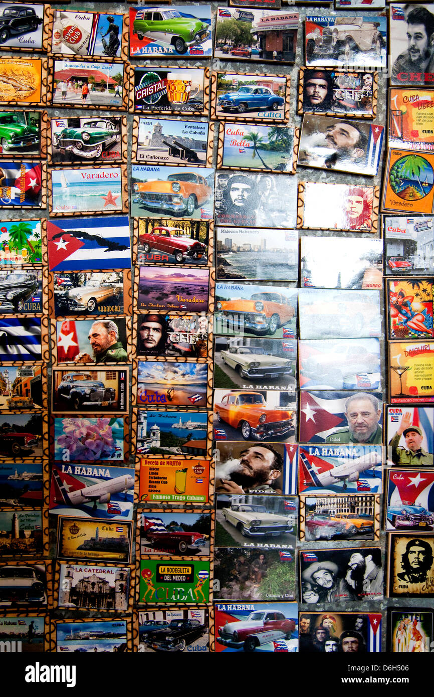 Souvenirs at market and shops, Cuban city of Havana, La Habana, Cuba
